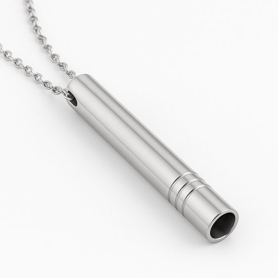Cruva - Ademhalingsketting Zilver - Hyperventilatie Hulpmiddel - Ademketting - Stoppen met roken - Ademtrainer - Ademhalingstrainer - Anti Hyperventilatie ketting - Rustig ademen - Ademketting - Tegen Stress en Paniek