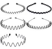 Accessoires pour cheveux - 5 pièces - Bandeaux à cheveux - Diadème - Unisexe femme et homme - Léger - Bandeau de Sport - Plastique - Pour la Course à pied, le Sport et un usage quotidien - Zwart