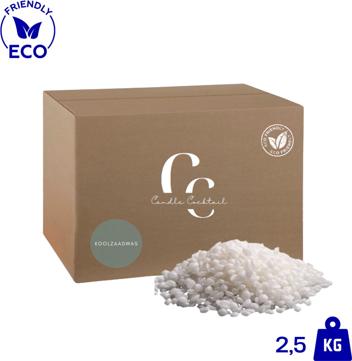 Candle Cocktail® Kwalitatieve 100% Ecologische Koolzaadwas | 2,5 KG | Voor Vrijstaande Kaarsen & Waxmelts | Vegan Kaarsenwas | Smeltpunt 50°C | Gietwas | Natuurlijke Was | Plantaardige Was | Kaarsenwas