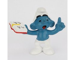 Leraar smurf / Docent smurf - Figuurtje Schleich - Met boek - Zanger smurf - 5,5 cm onderwijzer