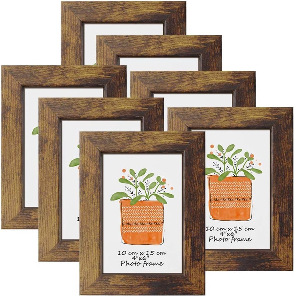 Ibenzoa Charmante Set van 7 Vintage Stijl Fotolijsten voor Tijdloze Herinneringen bruin