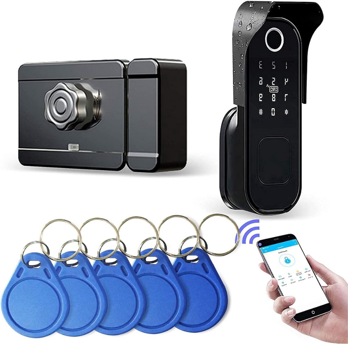 Thuys – Deurslot Buitendeur – Smartlock – Slim Deurslot Met Vingerdrukherkenning – Codeslot – Elektrisch Met Code Toegang – Intelligent Smart Lock – Roestvrij staal – Zwart