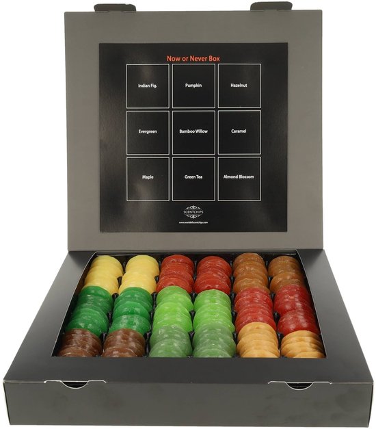 Scentchips® Now or Never Box – Waxmelts – Geurwax - Geschenkdoos – Huisparfum – Geurbrander – Verzameldoos 144 Geurchips - Giftbox