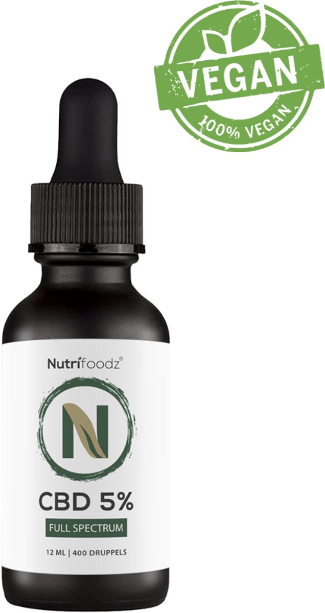 Goedkoopste Nutrifoodz - CBD Olie 5 - Full Spectrum - 12 ml - 100 natuurlijk - Vegan - Hennep Olie - Cannabisolie