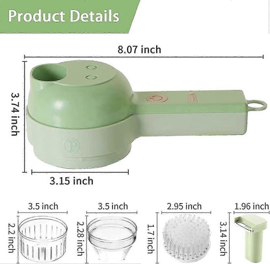 multifunctionele - Groenten Snijder - 4 in 1 - Snijmachine - Snijden - Groenten - mixer - Keuken gadget - Koken - Elektrisch - Oplaadbaar - Draagbaar — afbeelding 3