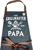Tablier Vintage en Cotton Vaderdag – Imprimé anthracite avec le naam et l'année de naissance de votre père. Le style est cool, personnel et destiné aux amateurs de Vaderdag ou de BBQ