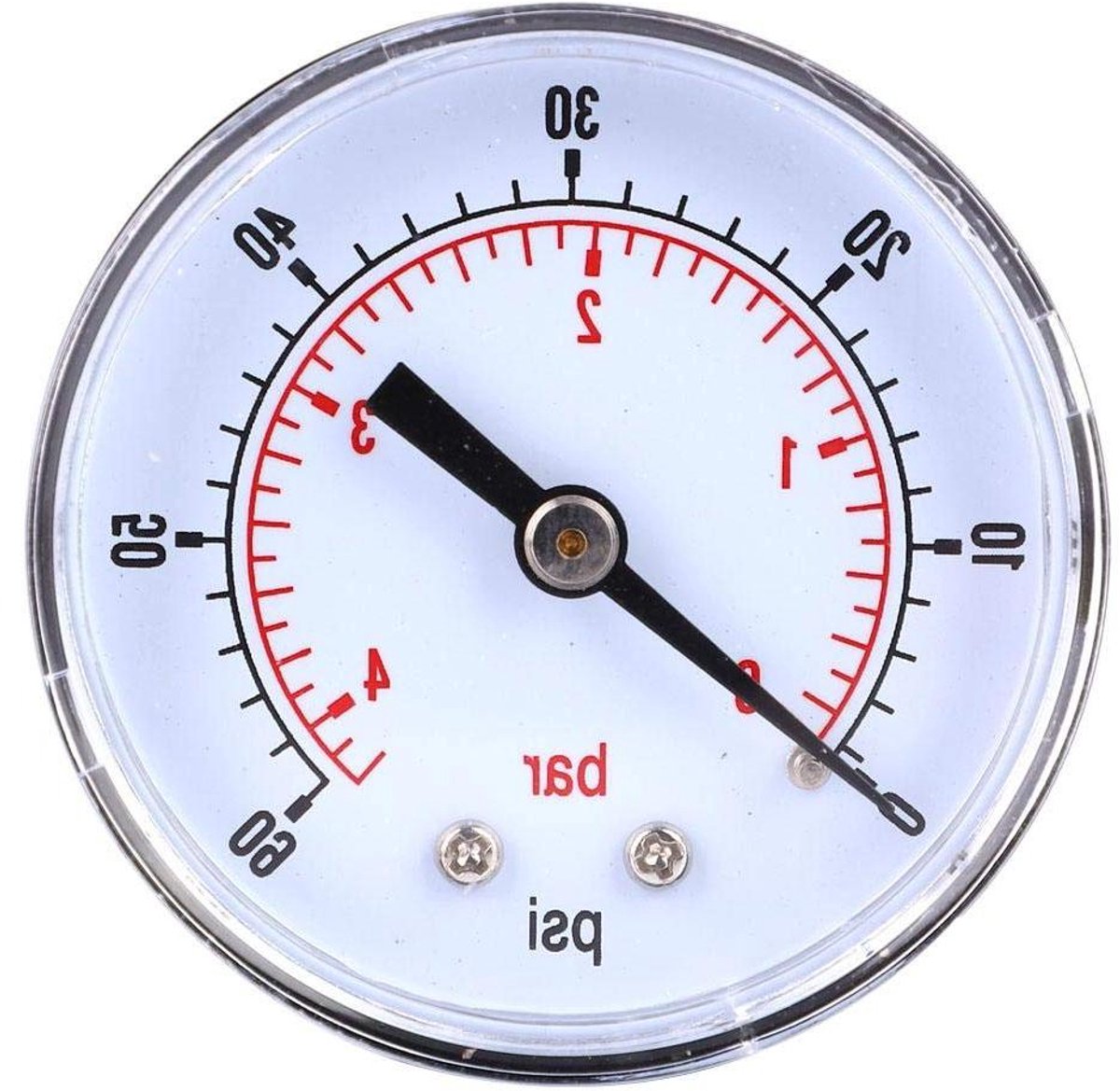 Roestvrij stalen manometer 50 mm wijzerplaat 1/8 BSPT rughouder voor lucht water olie gas (0-60 psi 0-4 bar)