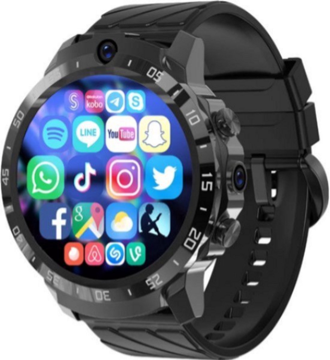 Afbeelding 2 van Luxe Smartwatch 128GB 4G Zwart Waterdicht met Video-oproepen