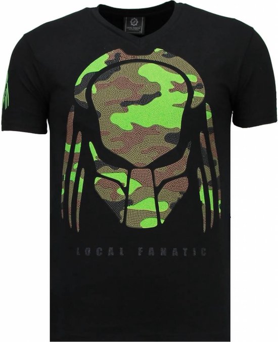 Predator - Rhinestone T-shirt - Zwart