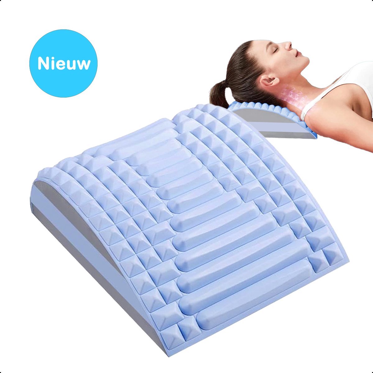 Spinepal - Nek&Rug Kussen - Massage Apparaat - Blauw | Back - Massage - Onderrug - Stretcher - Corrector - Ergonomisch - Ondersteuning - Steun - Auto
