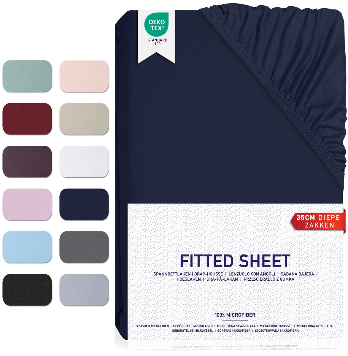 BARBONS hoeslaken 160x200 - 35 cm Matrashoogte - Rondom Elastiek - Geborsteld Microvezel