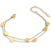 Armband dames met hartjes goudkleurig Sophie Siero®- Met geschenkverpakking - 15cm t/m 21cm - Armbanden met hartje