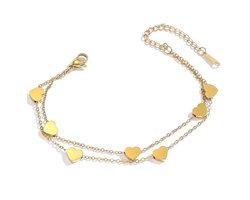 Armband dames met hartjes goudkleurig Sophie Siero®- Met geschenkverpakking - 15cm t/m 21cm - Armbanden met hartje Armband dames met hartjes goudkleurig Sophie Siero®- Met geschenkverpakking - 15cm t/m 21cm - Armbanden met hartje