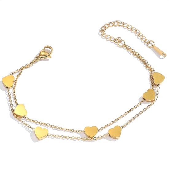 Armband dames met hartjes goudkleurig