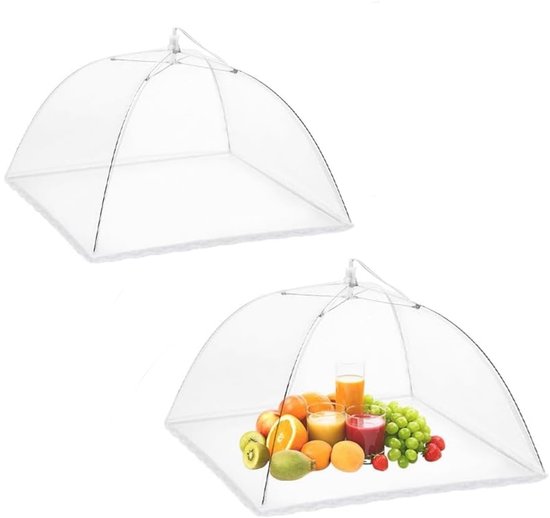 Foto: 2 stuks vliegenkap opvouwbare voedselhoes outdoor mesh food covers 12 inch fijn vliegennet voor fruit voor buiten picknick feest wit