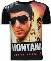 Tony Montana - Digital Rhinestone T-shirt - Zwart