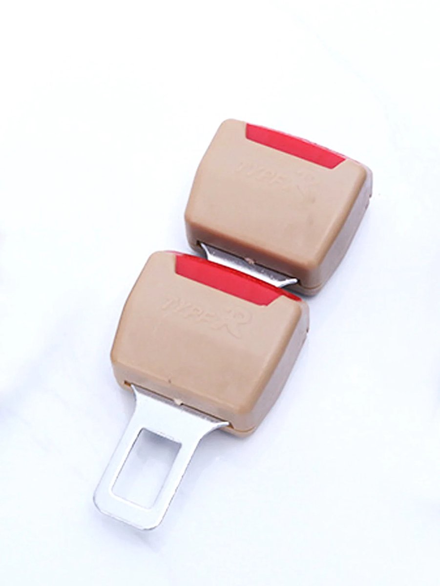 2 stuks/set Autogordel Gesp Verlengclip Veiligheidsgordel Gesp Dikke Socket Plug Dikke Insert Socket Extender Tool Accessoire - Beige