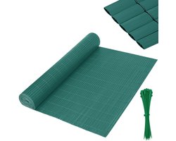 Aufun PVC Zichtwerende Mat - Versterkte Lamellen voor Balkon, Terras of Tuin- Waterdicht, Stevig en Met Kabelbinders, (90x300 cm, Groente)