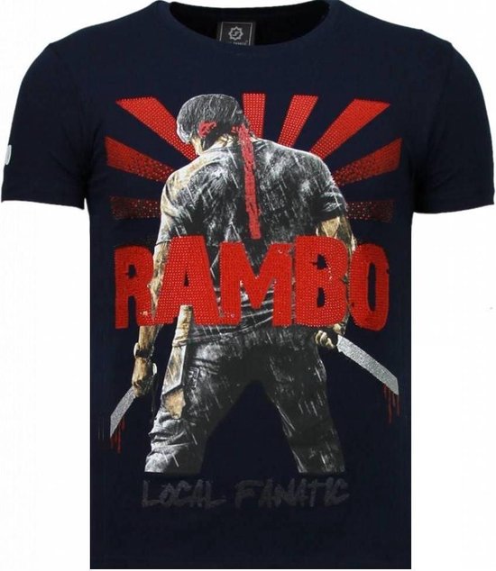 Local Fanatic Rambo Shine - T-shirt strass - Navy Rambo Shine - T-shirt strass - T-shirt homme marine taille XL