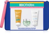 SUMMER ESSENTIALS: Neon blue pouch + Aquasource gel 15ml + Lait corporel 50ml + Waterlover sunmilk SPF30 40ml