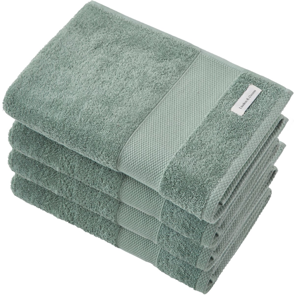 L&G - Badhanddoeken - 4 delig - 4 Badhanddoeken 70x140 cm - 100% Katoen - Vintage green - Strandlaken