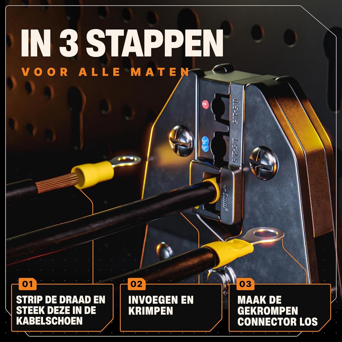 BAURIX® Krimptang incl. 700 Stuks Kabelschoenen - Kabelschoenen