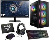 Ryzen 5 Budget Game PC Setup Compleet met 24" Gaming Monitor, Toetsenbord, Muis, Headset en Muismat|500GB SSD|16GB RAM|WiFi|GC2