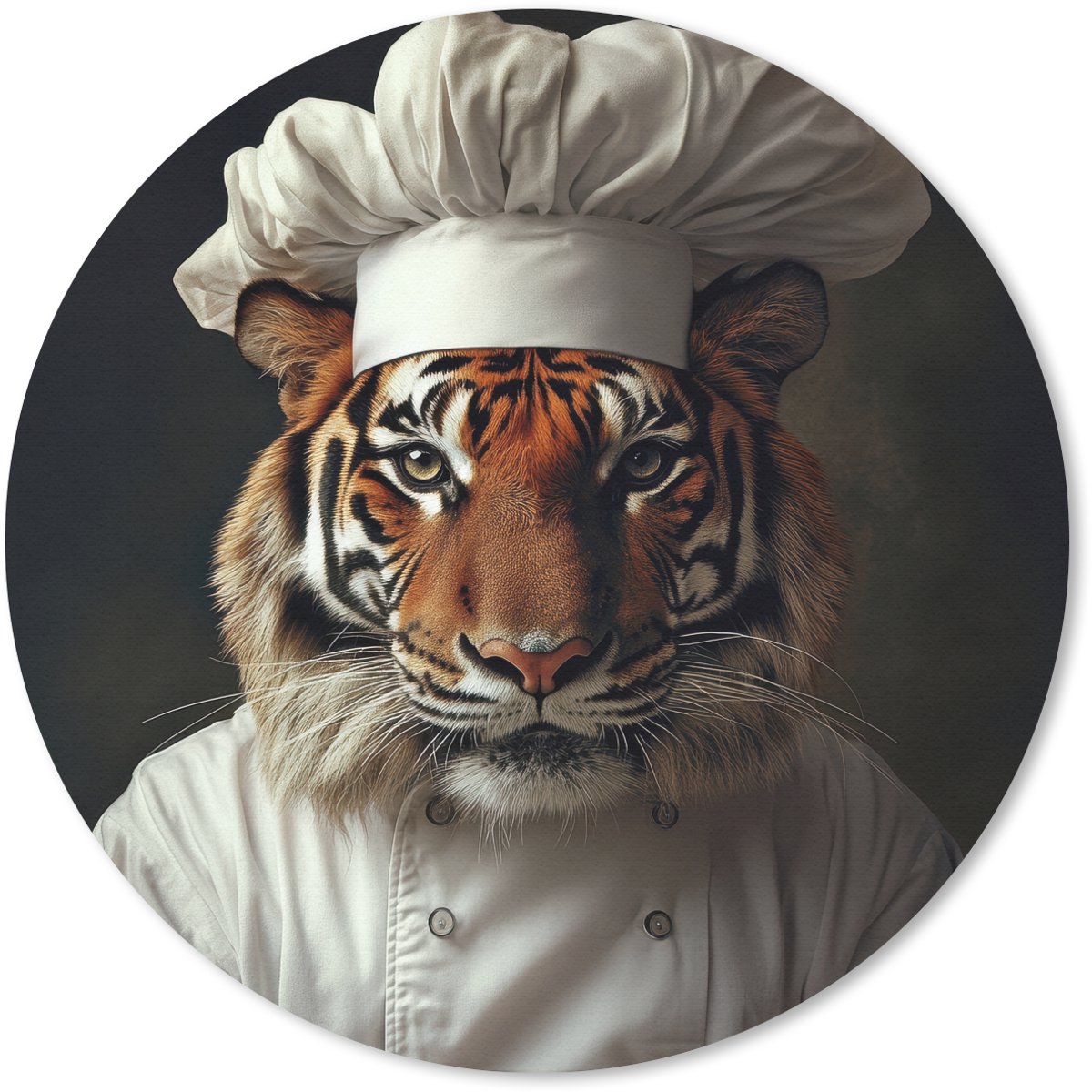 Muismat rond 30x30 cm - Mousepad Tijger - Kokskleding - Bruin - Ronde muismatten