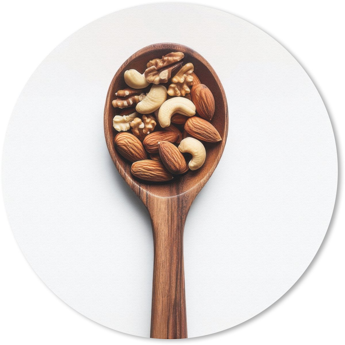 Muismat rond 40x40 cm - Mousepad Noten - Wit - Hout - Ronde muismatten