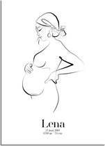 DesignClaud Geboorteposter Zwangere buik - 9 maanden poster Kraamcadeau A3 + Fotolijst zwart