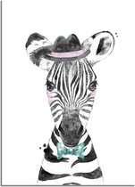 DesignClaud Zebra Kinderkamerposter Hoedje A3 + Fotolijst zwart