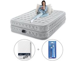 Intex Queen Supreme Air-Flow Luchtbed met ingebouwde pomp | Tweepersoons | 203 x 152 x 51 cm | Inclusief reparatiekit + hoeslaken