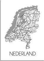 DesignClaud Nederland Plattegrond poster A4 + Fotolijst zwart (21x29,7cm)