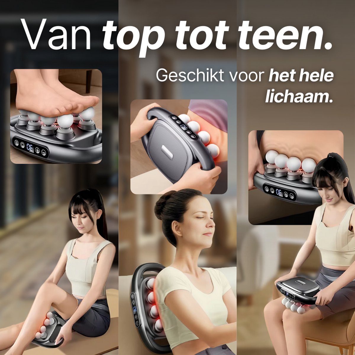 Afbeelding 3 van Massage Apparaat 8 Koppig - Infrarood Massage Gun - 30 Standen - Relax en Ontspanning Massage Apparaat - Sport Massage - Deep Tissue - Massageapparaten - Ontspannen - Professioneel Massageapparaat - Massage Pistool