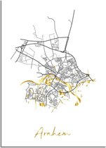DesignClaud Arnhem Plattegrond Stadskaart poster met goudfolie bedrukking A3 + Fotolijst zwart