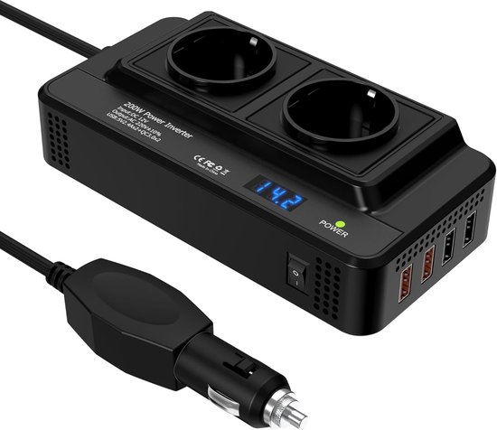 Omvormer DC12V 24V Naar DC110V 220V Power Converter Usb-poort Oplader Adapter Telefoon Snel opladen Sigaret Aansteker Zwarte Auto Power Adapter 1500w Auto Power Inverter Vier-poorts Autolader Veilig