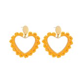 Lucy Oorbellen | Oranje / Goud | Bijoux Kraaltjes Oorhangers | Fashion Favorite