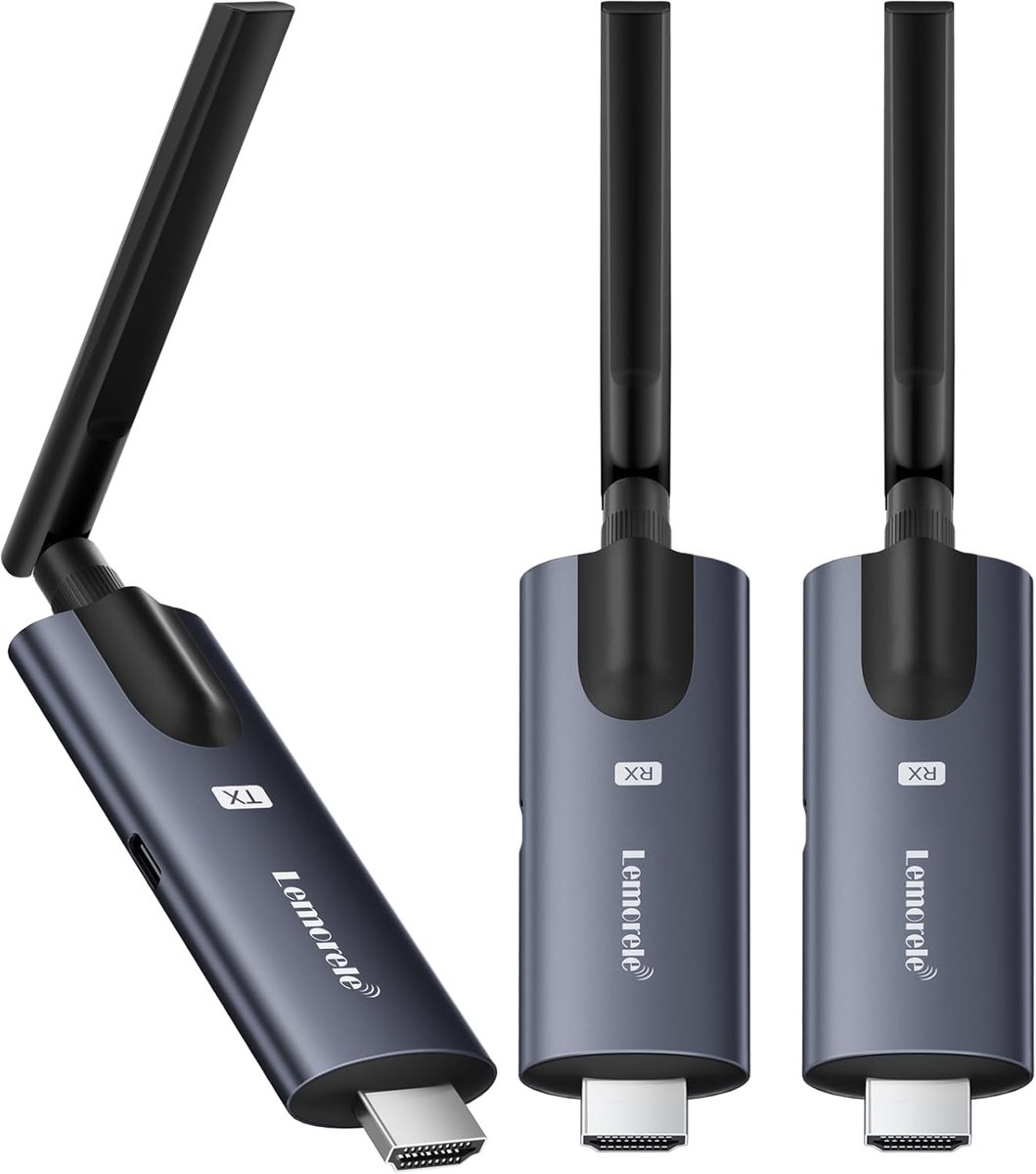 Lemorele R1010 - Draadloze HDMI Zender & Ontvanger - 1080P @ 60Hz - 656ft Bereik - Dual-Band 2.4/5GHz - Voor TV, Projector, Laptop, Blu-ray, PS5, Presentaties en Home Entertainment