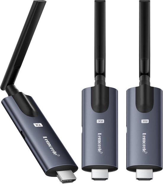 HDMI draadloze zender en ontvanger 4K/5G, Wireless HDMI Transmitter and Receiver transmissie voor streamen op twee schermen van laptop, pc, camera naar projectormonitor (rood