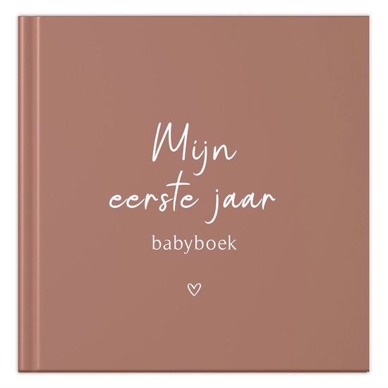 Fyllbooks - Baby Boek Mijn Eerste Jaar - Invulboek Baby - Roestroze - Geschikt voor alle Gezinssamenstellingen