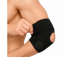 Elleboog brace - Ergonomische Elleboogbrace – Ondersteuning bij Tennisarm, Tenniselleboog & Golfarm – Elleboogbraces - Bandage – One Size Fits All – Comfort & Stabiliteit – Zwart