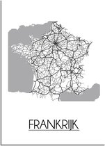 DesignClaud Frankrijk Plattegrond poster A2 + Fotolijst wit