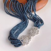 Choker du cou tressé avec Perles de chat - Fermeture Camille - Blauw foncé