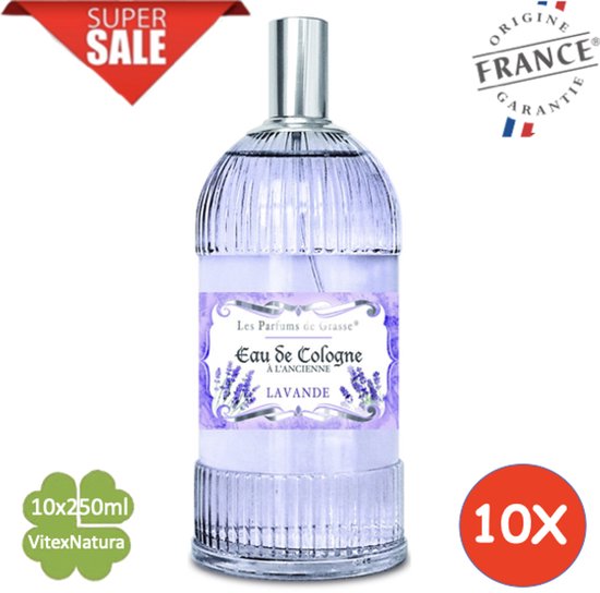 Lavendel Eau de Cologne 10 x 250 ML | merk A L'Ancienne | unisex | multifunctioneel als parfum, roomspray en fris linnengoed | Franse Parfum de Grasse
