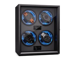 Brienz 4 watchwinder, 4 horloges, 4 modi, houten look, blauwe binnenverlichting