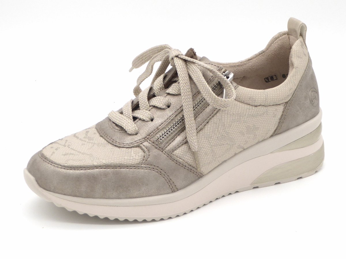 Remonte Dames Sneaker - D2401-61 Beige/Print - Maat 39