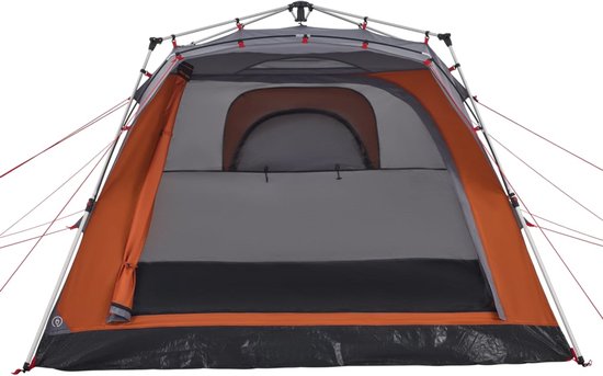 vidaXL Kampeertent 4-persoons grijs & oranje Kampeer Tent - Bungalowtent - Gezinstent - Campinguitrusting - Outdoorleven van Vidaxl — afbeelding 5