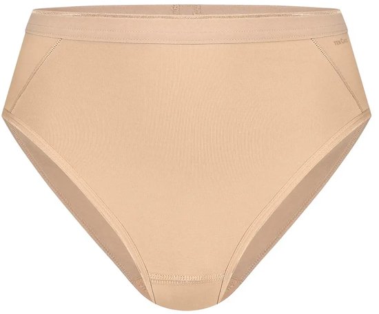 Nude damesbroek met hoge taille en hoge beenuitsnijding, van stretchkatoen.