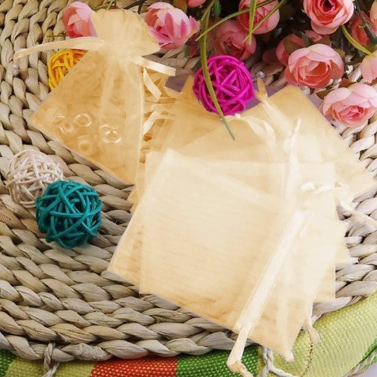 Yoosso Organzazakjes, 50 stuks, 10 x 15 cm, wit, sieradenzakjes, organzazakjes met trekkoord, organzazakjes, cadeauzakjes voor bruiloft, verjaardag