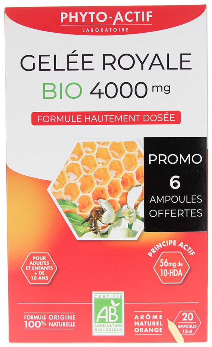 Phyto-Actif Royal Jelly 4000 mg Organic 20 Ampullen Speciale Aanbieding